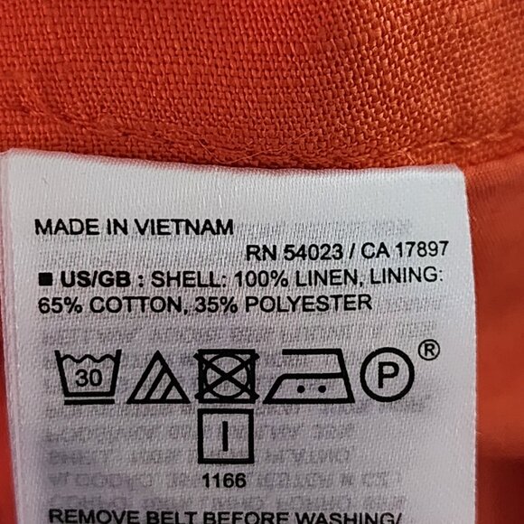 Banana Republic Orange 100% Linen Pleated Front Belted Shorts - Picture 5 of 5